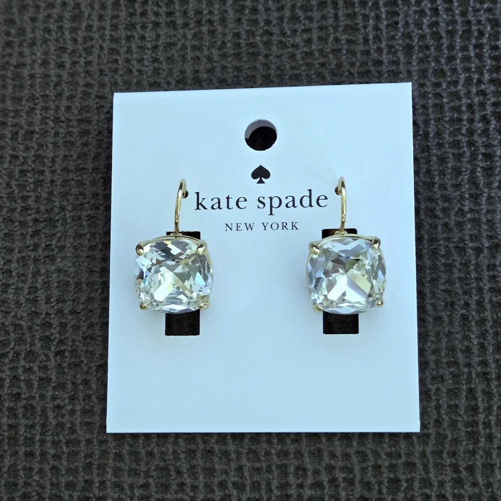Kate Spade♠️ Clear Faceted Crystal💎 Cushion Earrings - Picture 13 of 16